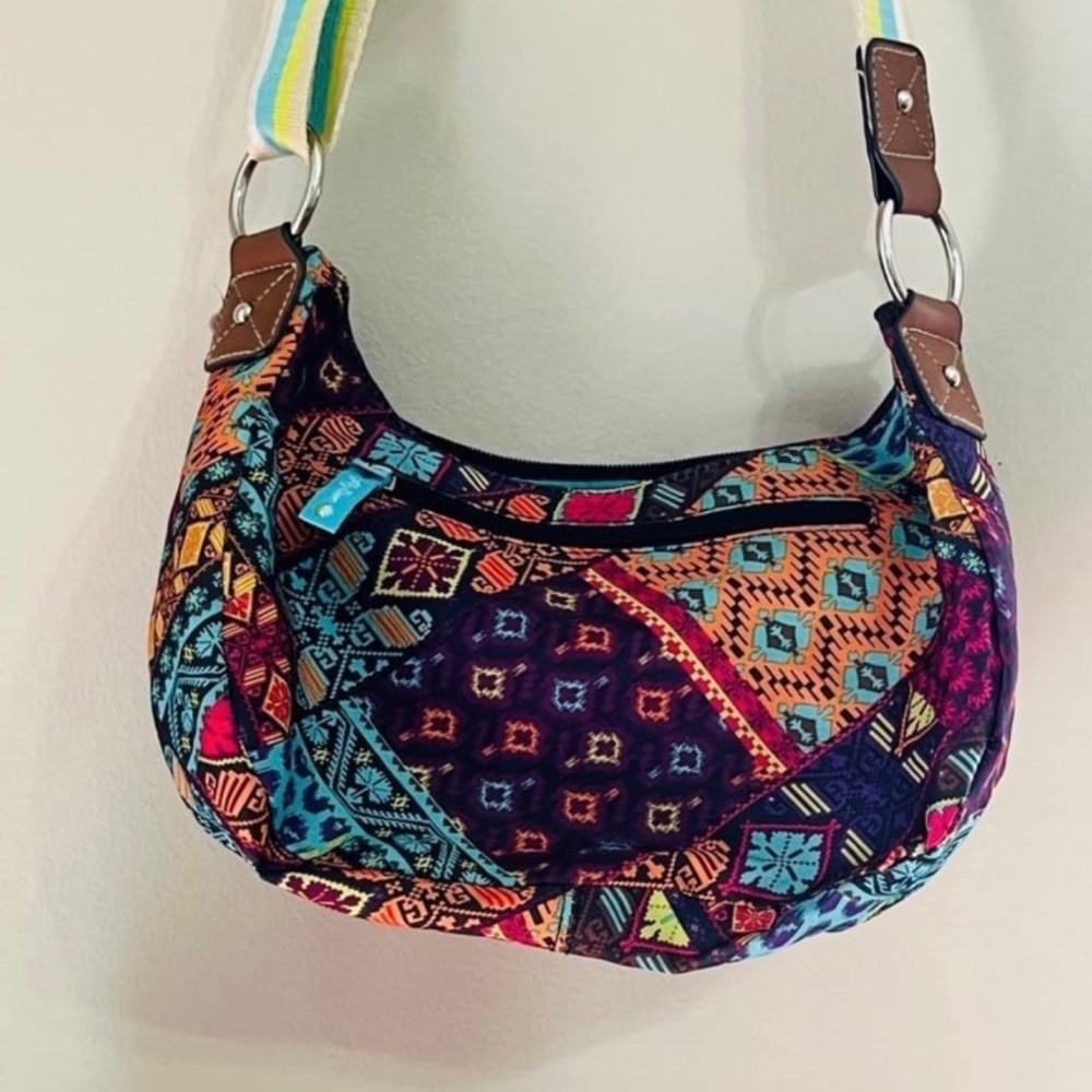 Lily Bloom Patchwork Pattern Shoulder Hobo Crossb… - image 4